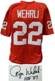 Roger Wehrli Signed Red Throwback Custom Football Jersey w/HOF'07