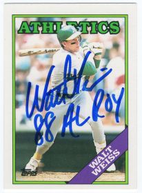 Walt Weiss Signed Oakland A's 1988 Topps Traded Rookie Baseball Trading Card w/88 AL ROY