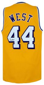 Jerry West Signed Gold Custom Basketball Jersey