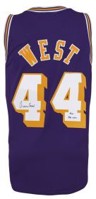 Jerry West Signed Los Angeles Lakers Purple 1971-72 Throwback M&N Swingman Basketball Jersey w/HOF 1980, 2010