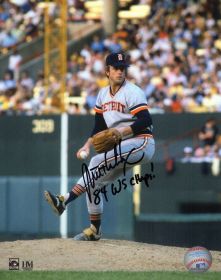 Milt Wilcox Signed Detroit Tigers Pitching Grey Jersey Action 8x10 Photo w/84 WS Champs