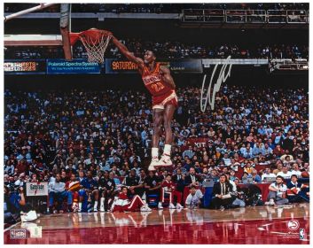 Dominique Wilkins Signed Hawks One Hand Dunk 16x20 Photo