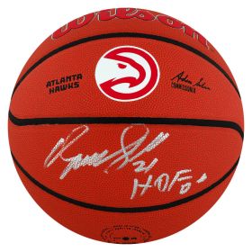 Dominique Wilkins Signed Wilson Hawks Team Logo NBA Basketball w/HOF'06