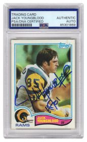 Jack Youngblood Signed Rams 1982 Topps Football Card #388 w/HF'01 - (PSA Encapsulated)