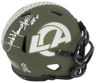 Jack Youngblood Signed Los Angeles Rams Salute to Service Riddell Speed Mini Helmet w/HF'01