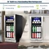 Built-in and Freestanding 15" Mini Beverage Refrigerator/Wine Cabinet, 120 Cans, 37-65¬∞F, Quiet, Adjustable Shelves, LED Lighting, ETL , Touch Contro