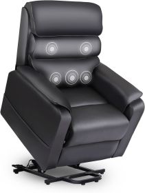 Power Lift Recliner Chair for Adults, Ergonomic Lift Chairs for Elderly, Adjustable Positions PU Leather Home Theater Seating, Black