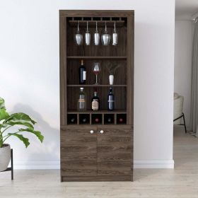 Bar Cabinet Margarita, Five Wine Cubbies, Dark Walnut Finish