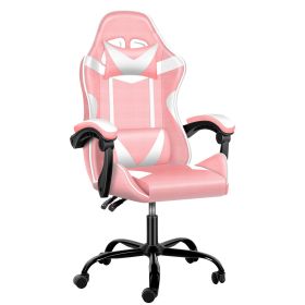 Racing Video Backrest and Seat Height Recliner Gaming Office High Back Computer Ergonomic Adjustable Swivel Chair, Without footrest, Pink/White