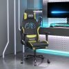 Gaming Chair with Footrest Black and Light Green Fabric