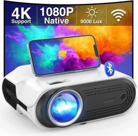 VIDOKA Native 1080P Wifi Projector, 8000L Full HD Video Projector for Home & Outdoor Use, 300" Display & Zoom Movie Projector with Hifi Stereo, Sleep