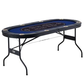 VEVOR 8 Player Foldable Poker Table, Blackjack Texas Holdem Poker Table with Padded Rails and Stainless Steel Cup Holders