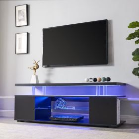 TV Stand for 65 Inch TV LED Gaming Entertainment Center Media Storage Console Table with Large Side Cabinet for Living Room( Black)