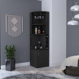 Wenzel 8-Bottle 2-Shelf Bar Cabinet Black Wengue