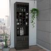 Wolcott 16-Bottle 1-Shelf Bar Cabinet Carbon Espresso