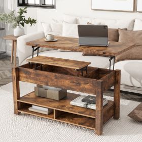 [VIDEO provided] ON-TREND Lift Top Coffee Table, Multi-Functional Coffee Table with Open Shelves, Modern Lift Tabletop Dining Table for Living Room, H