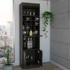 Wolcott 16-Bottle 1-Shelf Bar Cabinet Carbon Espresso