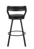 Black Faux Leather Upholstered Metal Base Chairs Set of 2pc 360-degree Swivel Bar Height Design Pub Chairs Black Set of 2pc