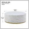 Faux Marble Coffee Tables for Living Room, 35.43inch Accent Tea Tables with Gold Metal Base(White)