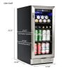 Built-in and Freestanding 15" Mini Beverage Refrigerator/Wine Cabinet, 120 Cans, 37-65¬∞F, Quiet, Adjustable Shelves, LED Lighting, ETL , Touch Contro