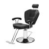 PVC leather cover, iron plated pedal, ABS armrest, 680 plated iron plate, with headrest, reclining barber chair, 150kg black