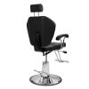 PVC leather cover, iron plated pedal, ABS armrest, 680 plated iron plate, with headrest, reclining barber chair, 150kg black