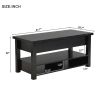 ON-TREND Lift Top Coffee Table, Multi-Functional Coffee Table with Open Shelves, Modern Lift Tabletop Dining Table for Living Room, Home Office, Black