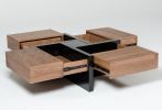 Modrest Makai Walnut & Black Square Coffee Table