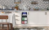 Built-in and Freestanding 15" Mini Beverage Refrigerator/Wine Cabinet, 120 Cans, 37-65¬∞F, Quiet, Adjustable Shelves, LED Lighting, ETL , Touch Contro