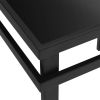 Modern 3-Piece Table Set, Includes 1 Coffee Table and 2 End Tables with BLACK Glass Top and Metal Tube (All-Black)