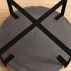 31.29"Modern Retro Splicing Round Coffee Table, Fir Wood Table Top with Black Cross Legs Base