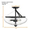 3-Light Semi Flush Industrial Seeded Glass Mount Ceiling Lamp