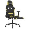 Gaming Chair with Footrest Black and Light Green Fabric