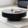 31.49'' Nesting Round Wood Coffee table for Apartment, Modern Living Room Coffee Table with Sturdy Pedestal ,BLACK