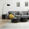 Modern Faux Marble Coffee Tables for Living Room, 35.43inch Accent Tea Tables with Gold Metal Base(Black)