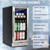 Built-in and Freestanding 15" Mini Beverage Refrigerator/Wine Cabinet, 120 Cans, 37-65¬∞F, Quiet, Adjustable Shelves, LED Lighting, ETL , Touch Contro