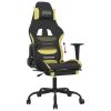 Gaming Chair with Footrest Black and Light Green Fabric