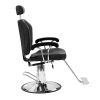 PVC leather cover, iron plated pedal, ABS armrest, 680 plated iron plate, with headrest, reclining barber chair, 150kg black