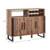 Home Wine Bar Cabinet with 3 Doors and Adjustable Shelves