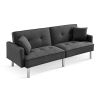 84.6 Inches Extra Long Futon Adjustable Sofa Bed, Modern Tufted Fabric Folding Daybed Guest Bed, Upholstered Modern Convertible Sofa - Dark Grey