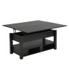 ON-TREND Lift Top Coffee Table, Multi-Functional Coffee Table with Open Shelves, Modern Lift Tabletop Dining Table for Living Room, Home Office, Black