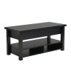 ON-TREND Lift Top Coffee Table, Multi-Functional Coffee Table with Open Shelves, Modern Lift Tabletop Dining Table for Living Room, Home Office, Black