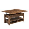 [VIDEO provided] ON-TREND Lift Top Coffee Table, Multi-Functional Coffee Table with Open Shelves, Modern Lift Tabletop Dining Table for Living Room, H