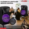 5 Core DJ speakers 12" Rechargeable Powered PA system 500W Loud Speaker Bluetooth USB SD Card AUX MP3 FM LED Ring - ACTIVE HOME 12 2-MIC