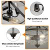 3-Light Semi Flush Industrial Seeded Glass Mount Ceiling Lamp