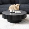 31.49'' Nesting Round Wood Coffee table for Apartment, Modern Living Room Coffee Table with Sturdy Pedestal ,BLACK