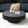 31.49'' Nesting Round Wood Coffee table for Apartment, Modern Living Room Coffee Table with Sturdy Pedestal ,BLACK