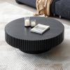 31.49'' Nesting Round Wood Coffee table for Apartment, Modern Living Room Coffee Table with Sturdy Pedestal ,BLACK