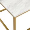 White Faux Marble Coffee Table Simple Modern 1pc Coffee Tables with 2pcs Table for Living Room and Office, White Gold