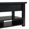 ON-TREND Lift Top Coffee Table, Multi-Functional Coffee Table with Open Shelves, Modern Lift Tabletop Dining Table for Living Room, Home Office, Black